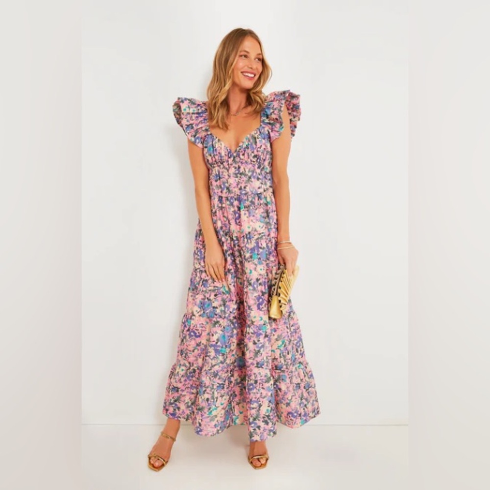 Tuckernuck Hyacinth House Pink Floral Sheridan Maxi Dress